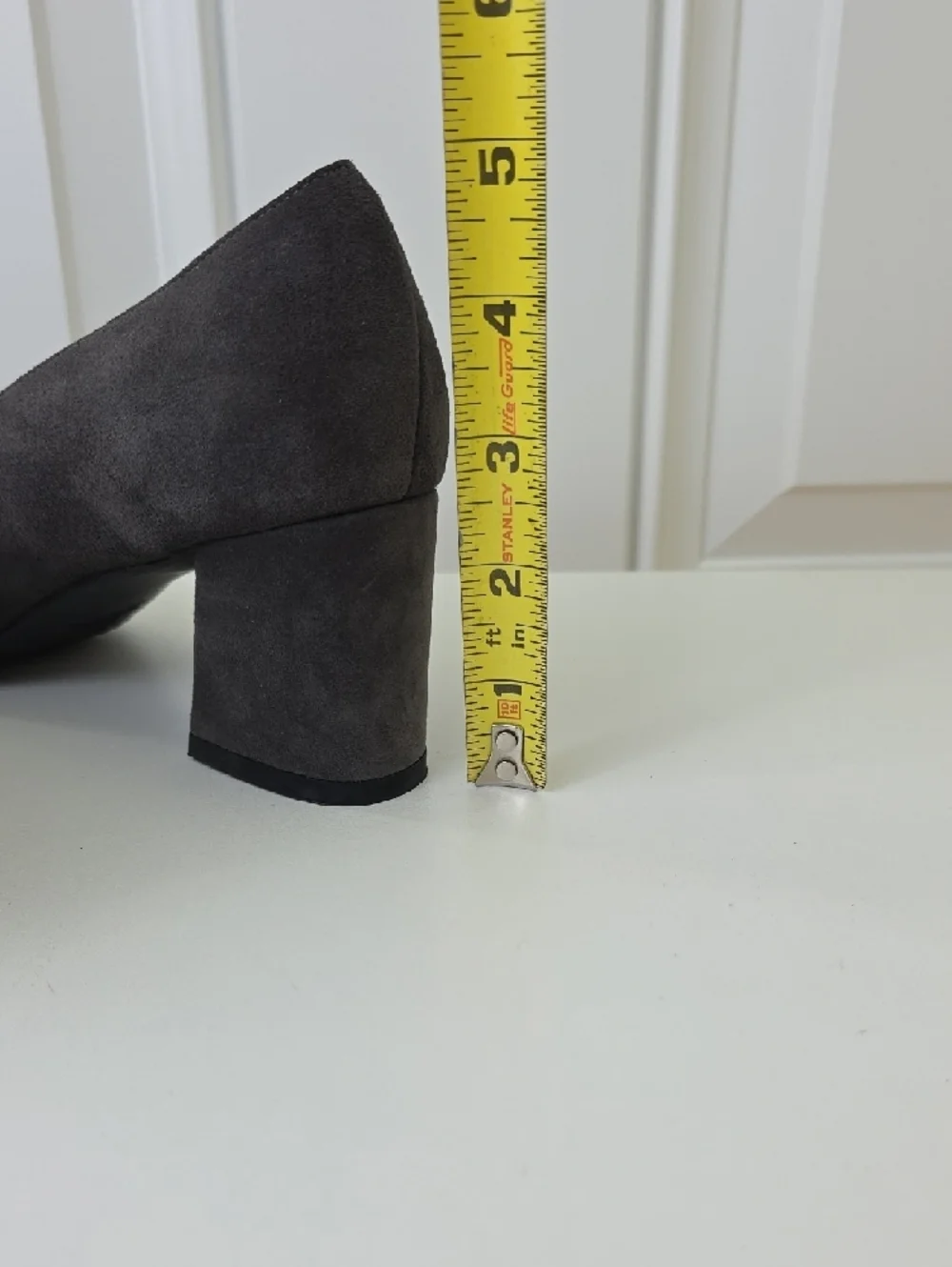 Stuart Weitzman Charcoal Suede Block Heel Pumps.  Size 9